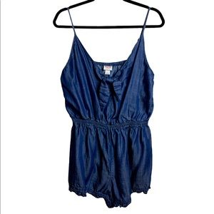 Mossimo shiny denim look Romper sz L